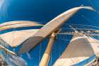 Looking up the at a mast and sails of a barquentine cruise ship Guadeloupe-West Indies Coastal Print